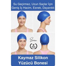Svein #bone Su Geçirmez Kaymaz Silikon Yüzücü Bonesi Yüzme Şapkası Uzun Saç Yetişkin Esnek Havuz Deniz