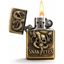 Zippo Modeli Eskitme Pirinç Modeli Benzinli Çakmak+Benzin+Taş+Fitil