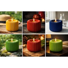 Lumiyo Dekoratif Renkli Çizgili Mumluk – Modern Tealight Mumluk 3D Tasarım 6'lı