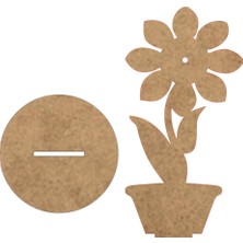Ahşap Boyanabilir Mini Papatya Saksı Figürü - 7,5X15 cm 3mm Ham Mdf Okul Öncesi Boyama Etkinlik Seti 10 Adet