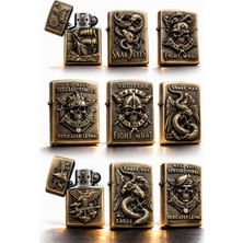 Zippo Modeli Eskitme Pirinç Modeli Benzinli Çakmak+Benzin+Taş+Fitil