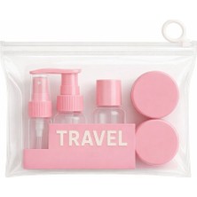 Synee 6 Parça Seyahat Boy Bakım Seti - Uçak Kabin Uyumlu Sızdırmaz Şişe Kiti - Şeffaf Çantalı Kozmetik Seti