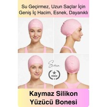 Svein #bone Su Geçirmez Kaymaz Silikon Yüzücü Bonesi Yüzme Şapkası Uzun Saç Yetişkin Esnek Havuz Deniz