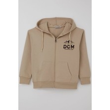 Alg Erkek Çocuk Hırka Fermuarlı Motivasyon Temalı Sırt Kısmı Baskılı 10-13 Yaş, Bej