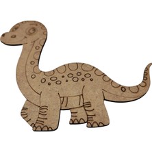 Ahşap Boyanabilir Dinazor Figürü Brontosaurus - 17X14 cm 3mm Ham Mdf Eğitici Boyama Etkinlik Seti 10 Adet