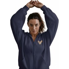 Muhtar Store Kadın Sphynx Kedi Baskılı Tam Boy Fermuarlı Oversize Hoodie