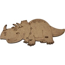 Ahşap Boyanabilir Dinozor Figürü Triceratops - 21X10 cm 3mm Ham Mdf Eğitici Boyama Etkinlik Seti 10 Adet