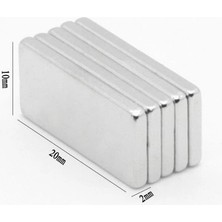 Aydogan's 20×10×2 mm N35 Neodyum Mıknatıs – Köşeli, Nikel Kaplama (50’li Set)