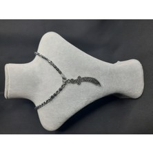 Mryart Kesme Hematit Taşlı Zülfikar Kılıç Detaylı Tarz Tasarım Ayarlanabilir Kolye Unisex