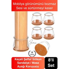 Svein #sandalye Keçeli Şeffaf Silikon Zemin Koruyucu Sandalye Masa Ayağı Parke Çizmez 8'li Set Kılıf Esnek