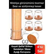 Svein #keçe Keçeli Şeffaf Silikon Zemin Koruyucu Sandalye Masa Ayağı Parke Çizmez 4'lü Set Kılıf Esnek