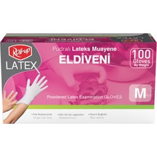 Roll-Up Pudralı Lateks Muayene Eldiven M 100'LÜ 2 Adet