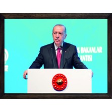 Lioncraft Cumhurbaşkanımız Recep Tayyip Erdoğan, Çerçeveli Cam Duvar Tablosu 60X90 cm Sp9