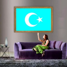 Lioncraft Göktürk Devleti Bayrağı Tablo, Çerçeveli Cam Tablo 80X110 cm