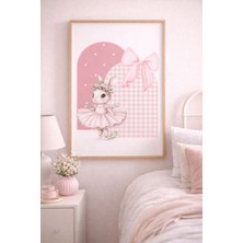 (Çerçevesiz) Pembe Balerin Tavşan Poster, Çocuk Odası Poster