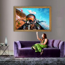 Lioncraft Solo Türk Pilotu Tablo, Çerçeveli Cam Tablo 60X90 cm