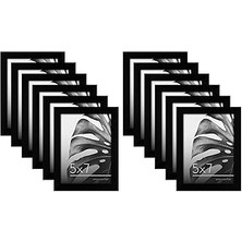 SHC4200 Americanflat 12 Parça 5x7 Galeri Duvar Resim Çerçevesi Seti Siyah - Cilalı Pleksiglas ile Kompozit