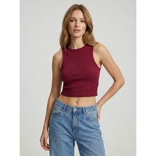 Sparrow Kadın Slimfit Fitilli Halter Yaka Esnek Örme Crop Atlet