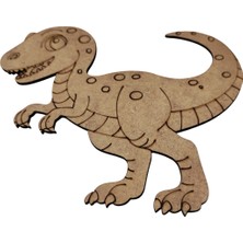 Ahşap Boyanabilir Dinozor Figürü T-Rex - 16X13 cm 3mm Ham Mdf Eğitici Boyama Etkinlik Seti 10 Adet