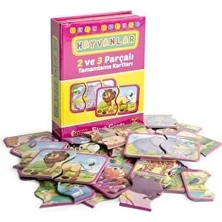 DIYTOY Dıy Toy Okul Öncesi Hayvanlar 2 ve 3 Parçalı Tamamlama Kartları (4 Adet)