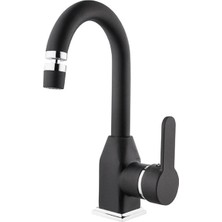 Bf Filiz Kare Batarya Stıl Mıx Lavabo Kısa Boru Mat Sıyah