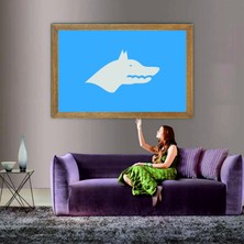 Lioncraft Göktürk Devleti Bayrağı Tablo, Çerçeveli Cam Tablo 60X90 cm