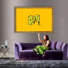 Lioncraft Uygur Imparatorluğu Devleti Bayrağı  Tablo, Çerçeveli Cam Tablo 80X110 cm