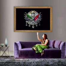 Lioncraft Osmanlı Devleti Arması, Çerçeveli Cam Tablo 60X90 cm
