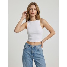 Sparrow Kadın Slimfit Fitilli Halter Yaka Esnek Örme Crop Atlet