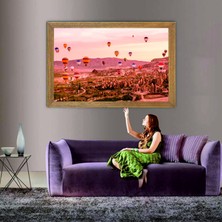 Lioncraft Nevşehir Kapadokya Manzaralı Tablo, Çerçeveli Cam Tablo 60X90 cm