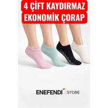 NF ND ENEFENDİ 4 Çift Kaydırmaz Unisex Yoga, Pilates, Tavaf Çorabı | Spor Patik Çorap Ekru|pembe|siyah |yeşil 36-40