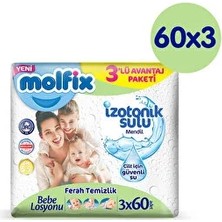 Molfix Izotonik Sulu Bebek Islak Mendil 3X60 Adet (4 Adet)