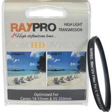 Raypro Canon Ef-S 18-55 ve 55-250 mm Lens Için 58MM Slim Uv Filtre