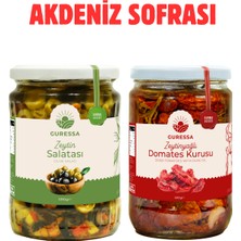 Guressa Akdeniz Sofrası Zeytinyağlı Domates Kurusu ve Zeytin Salatası 2'li Avantaj Paketi