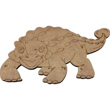 Ahşap Boyanabilir Dinozor Figürü Ankylosaurus - 18X12 cm 3mm Ham Mdf Eğitici Boyama Etkinlik Seti 10 Adet