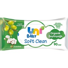 2 Adet Uni Baby Soft Clean 90'lı Organik Zeytinyağlı Islak Havlu