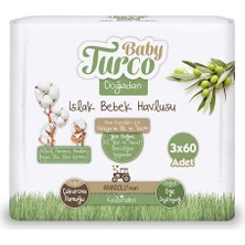 Baby Turco 3 Adet Doğadan Bebek Islak Mendil 3X60 Adet