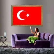 Lioncraft Türkiye Cumhuriyeti Devleti Bayrağı Tablo, Çerçeveli Cam Tablo 60X90 cm