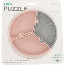 OiOi Puzzle Mama Tabağı Pinky Pink Powder Grey (5 Adet)