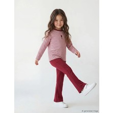 LC Waikiki Lcw Kids Pembe Çizgili Kız Çocuk Tişört ve Tayt Pantolon