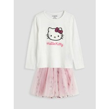 LC Waikiki Lcw Baby Ekru Hello Kitty Baskılı Kız Çocuk Tişört ve Tütü Etek