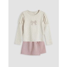 LC Waikiki Lcw Baby Bej Taşlı Kız Çocuk Bluz ve Şort Etek