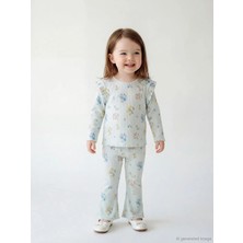LC Waikiki Lcw Baby Yeşil Çiçek Baskılı Kız Bebek Fırfırlı Bluz ve Tayt