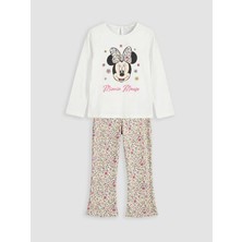 LC Waikiki Lcw Kids Ekru Minnie Mouse Baskılı Kız Çocuk Tişört ve Tayt Pantolon