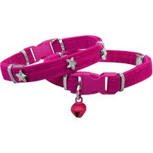 Indispensablely Kadife Kedi Boyun Tasması Yıldızlı 20-32 cm Pembe