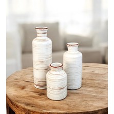 Felis Arte Brown Line Seramik 3'lü Vazo Seti , Retro, Bohem , Minimalist, Dekoratif