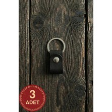 Pepuza 3'lü Set - Hakiki Deri Minimal Tiny Anahtarlık - Antrasit