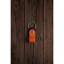 Pepuza Hakiki Deri Çift Renkli Mini Anahtarlık - Orange