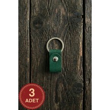 Pepuza 3'lü Set - Hakiki Deri Minimal Tiny Anahtarlık - Su Yeşili