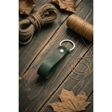 Pepuza Hakiki Deri Anahtarlık Yeşil - Lazer Kazıma - Özelleştirilebilir